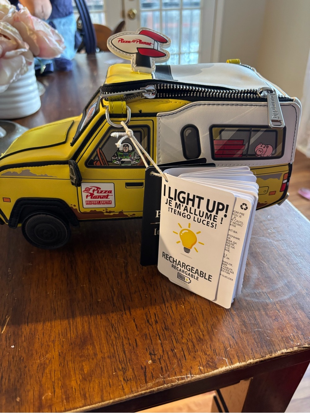 Loungefly Pixar Pizza Planet Van Purse in Yellow, White & Black
